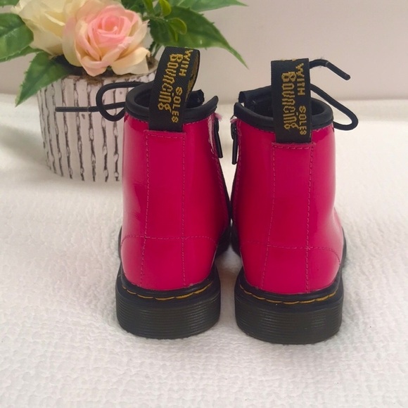 Dr. Martens AirWair Hot Pink Lace Up Boots Size 8 Childrens - Picture 4 of 8